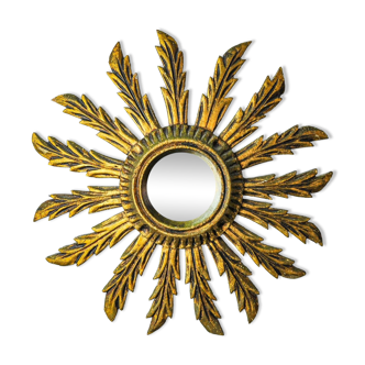 Sun mirror in gilded wood, France, 1960, 38 cm