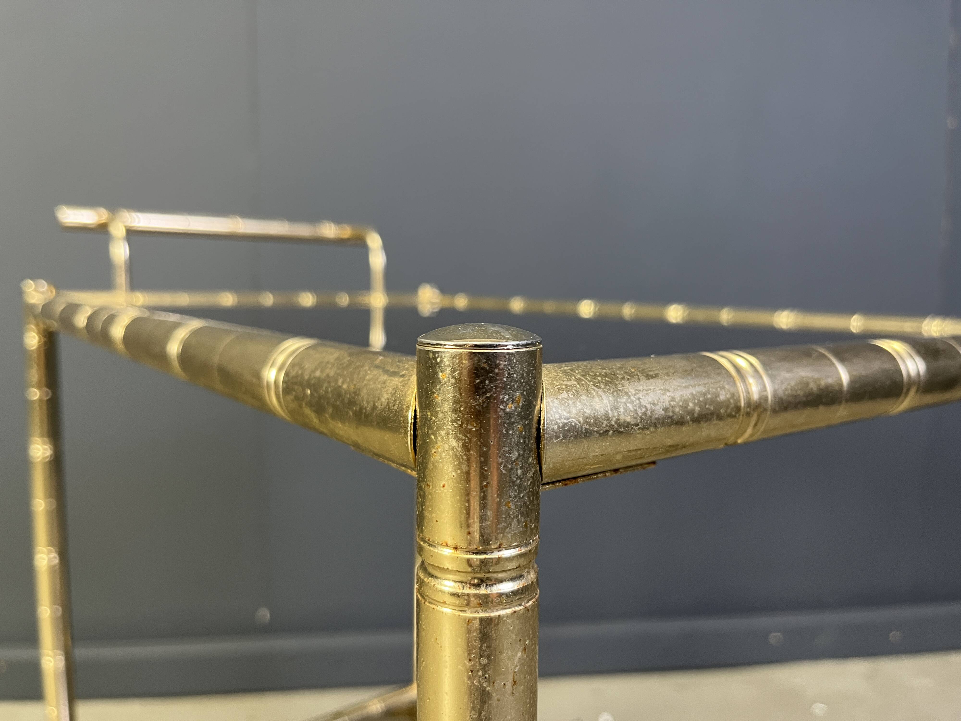 Chariot de bar en laiton imitation bambou, Orsenigo Italie, années 1970