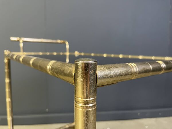 Chariot de bar en laiton imitation bambou, Orsenigo Italie, années 1970