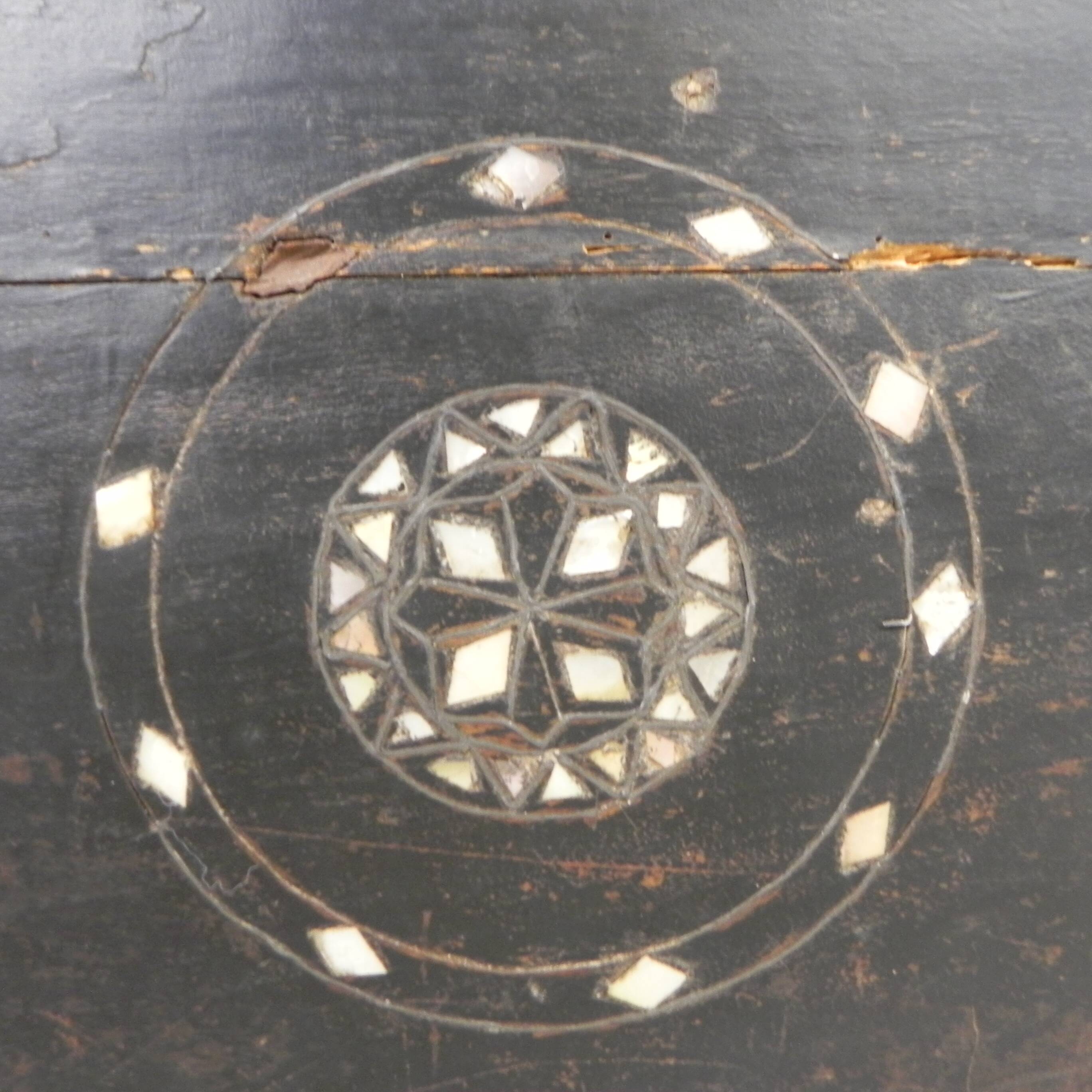 19th century Syrian wedding chest with mother of pearl inlay