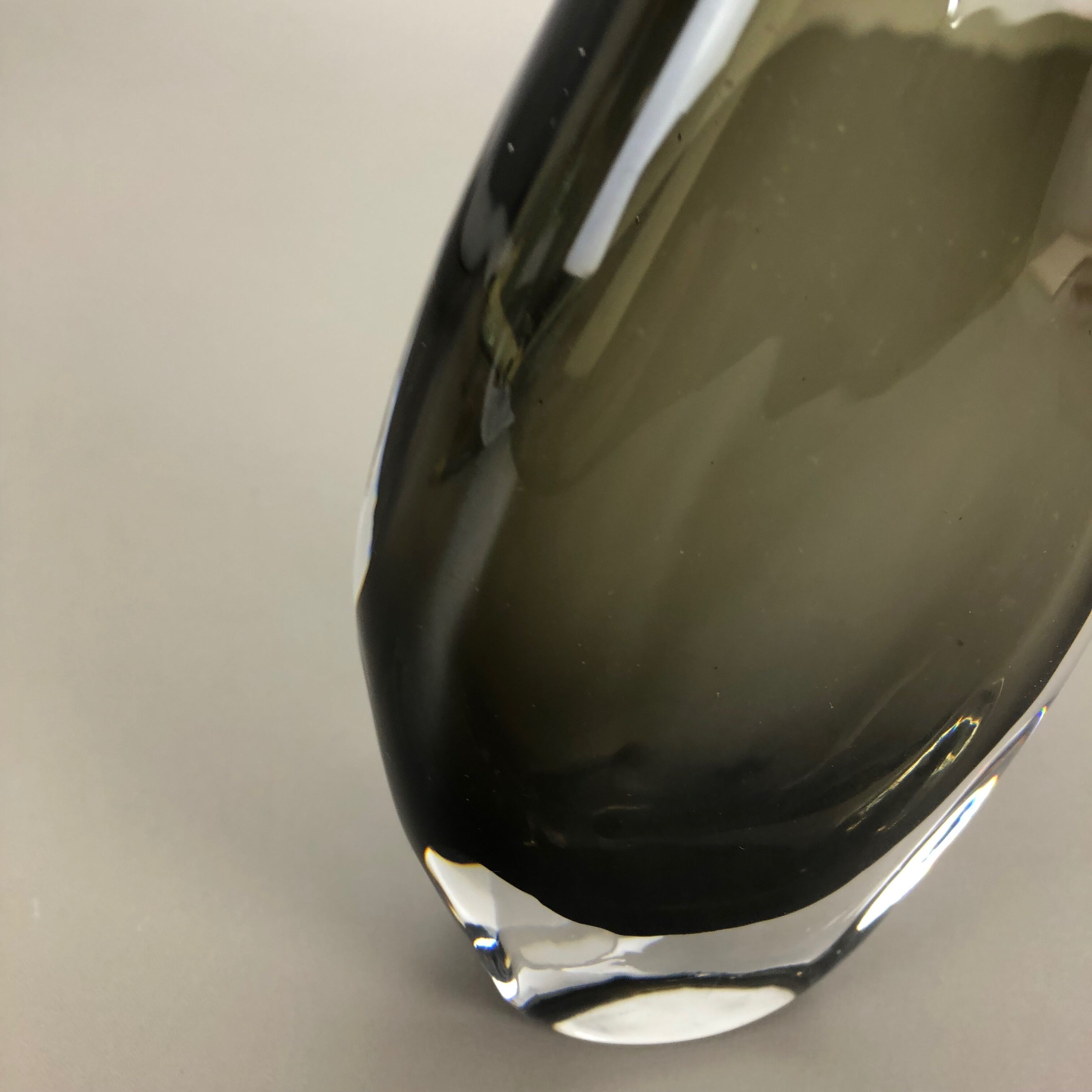 Nils Landberg 'Sommerso' smoked glass vase for Orrefors, Sweden, 1970s