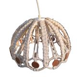 Vintage macramé and wood pendant light