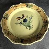 Quimper primavera earthenware wall plate, decorated with flowers and birds