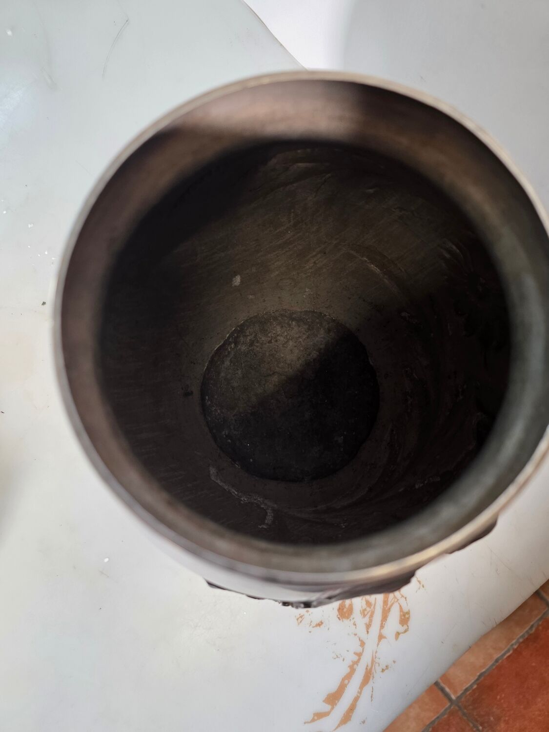 Art Deco vase in repoussé tin Signed Houzeaux Floral decoration 30 cm