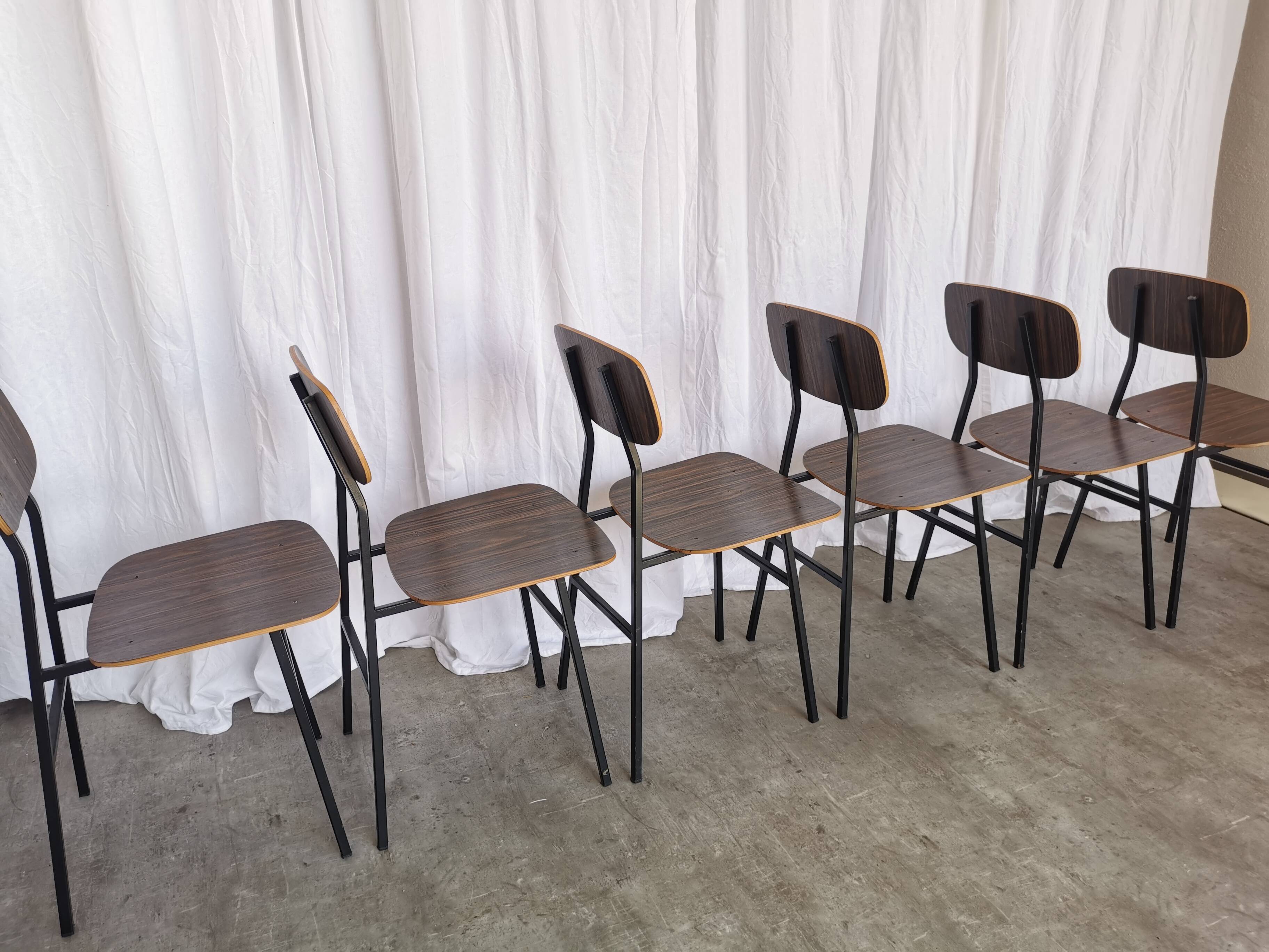 Chaises d'école industrielles vintage - STOL Kamnik - Yougoslavie des années 70 - Lot de 6