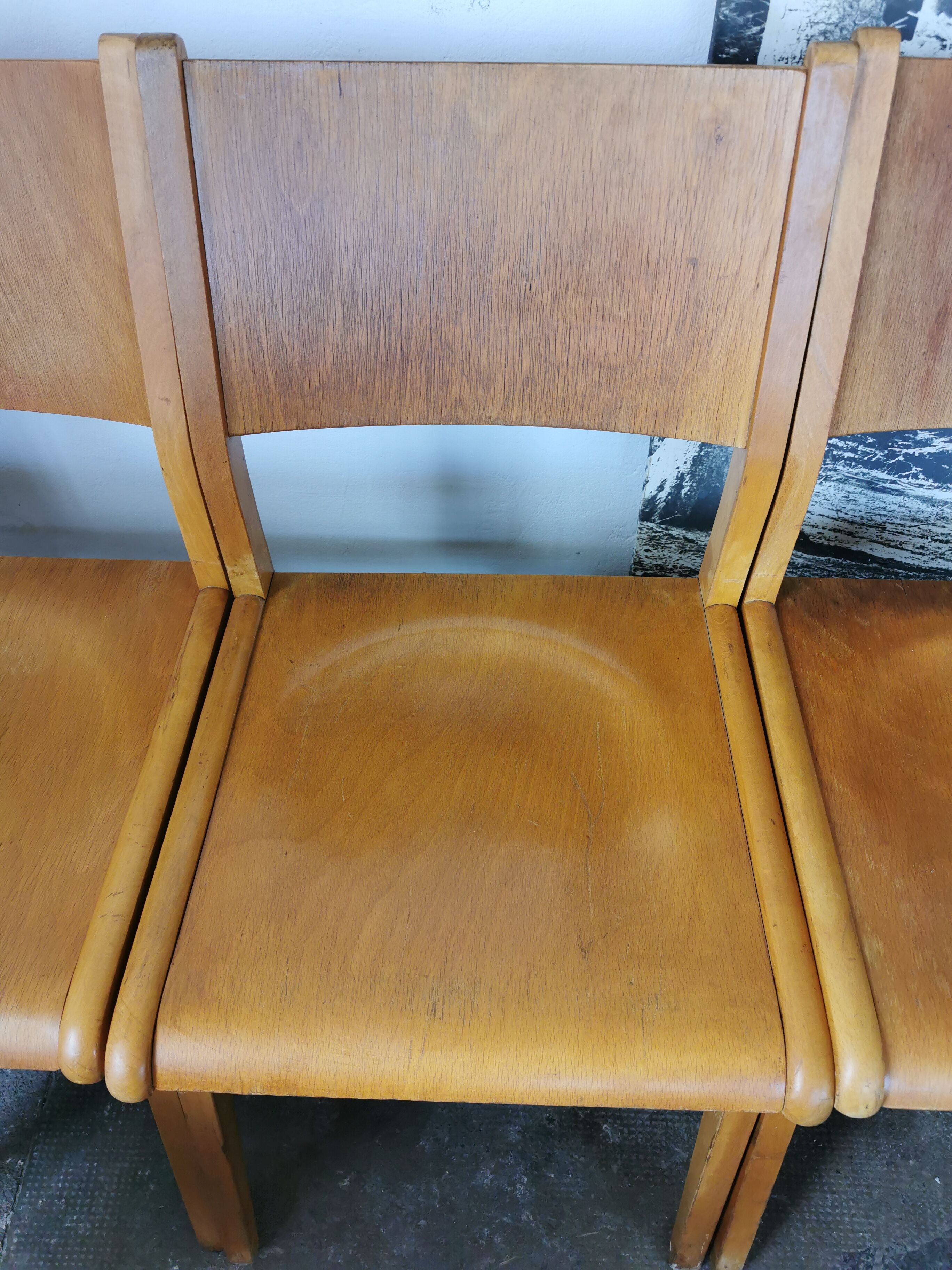 Set of 10 vintage theater chairs compass feet