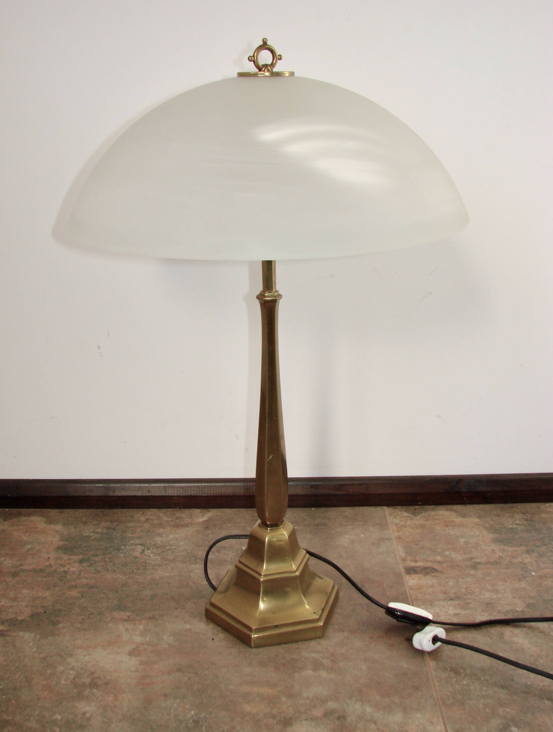 1940s Art Deco brass lamp | 2x E27 | Glass | Vintage
