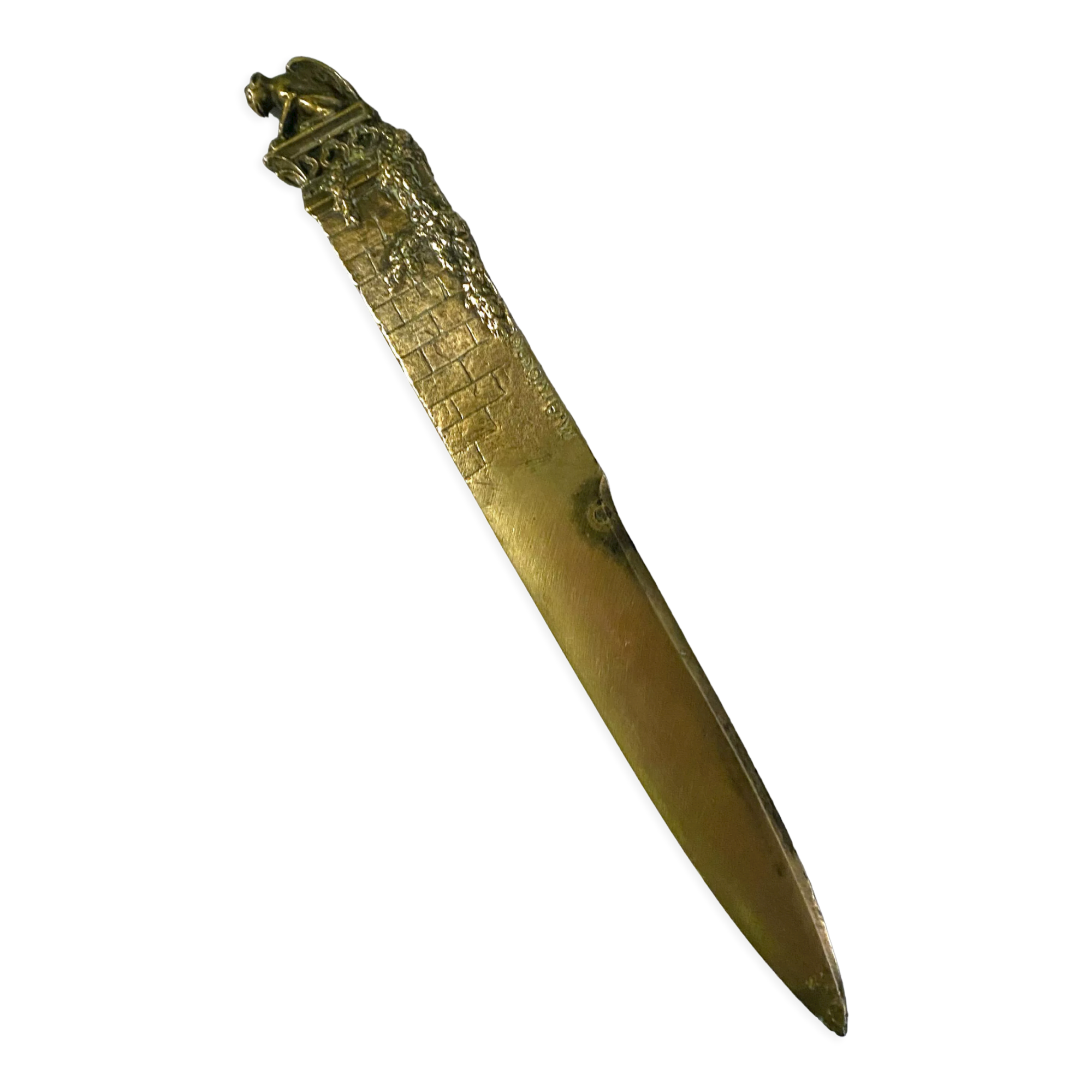 Paper cut opens letter bronze gothic gargoyle signed M. Arvisonet