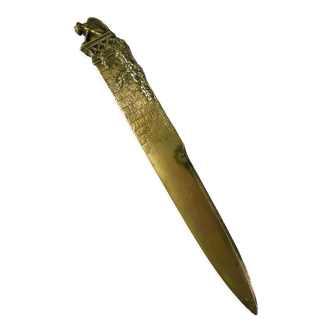 Paper cut opens letter bronze gothic gargoyle signed M. Arvisonet