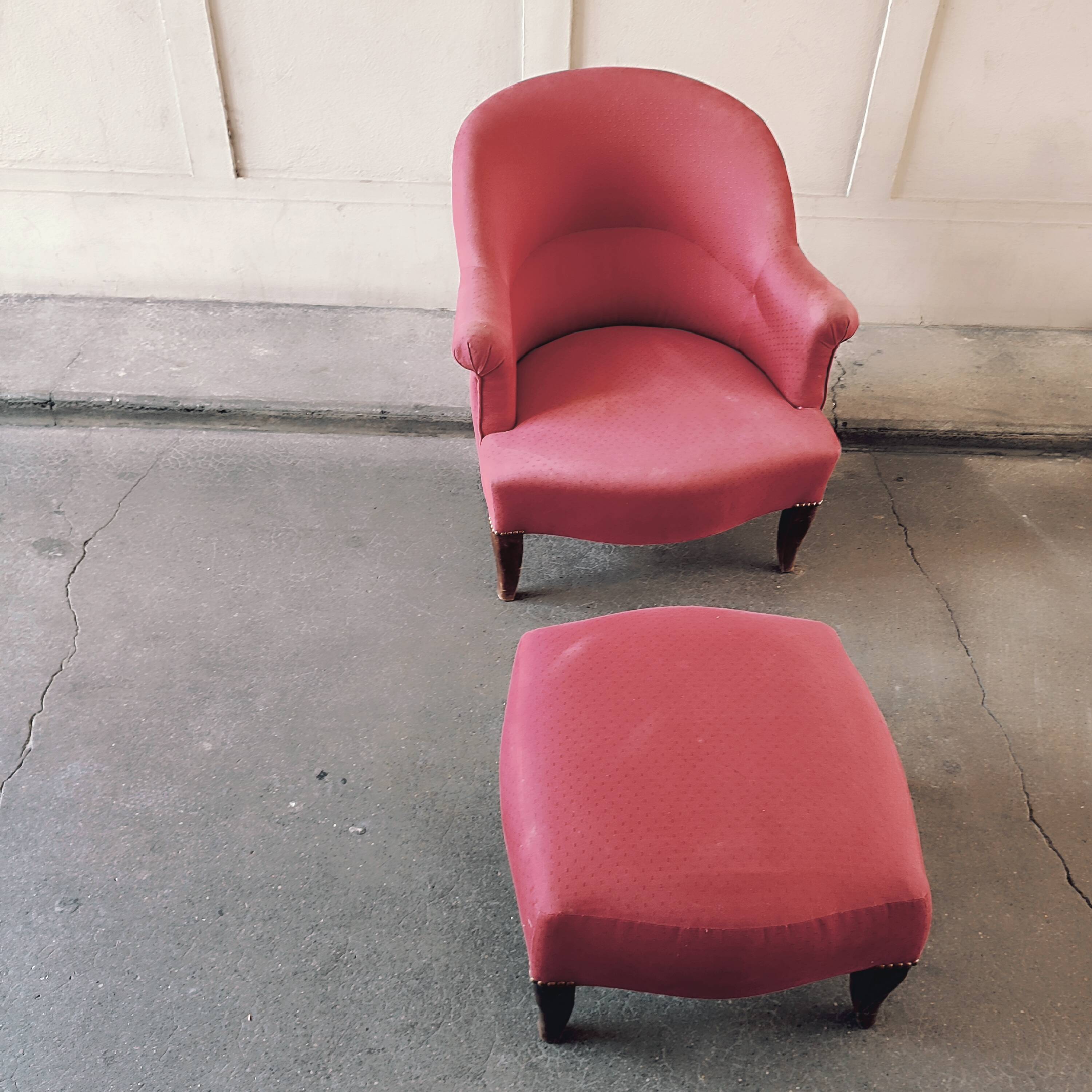 Fauteuil crapaud et repose pieds