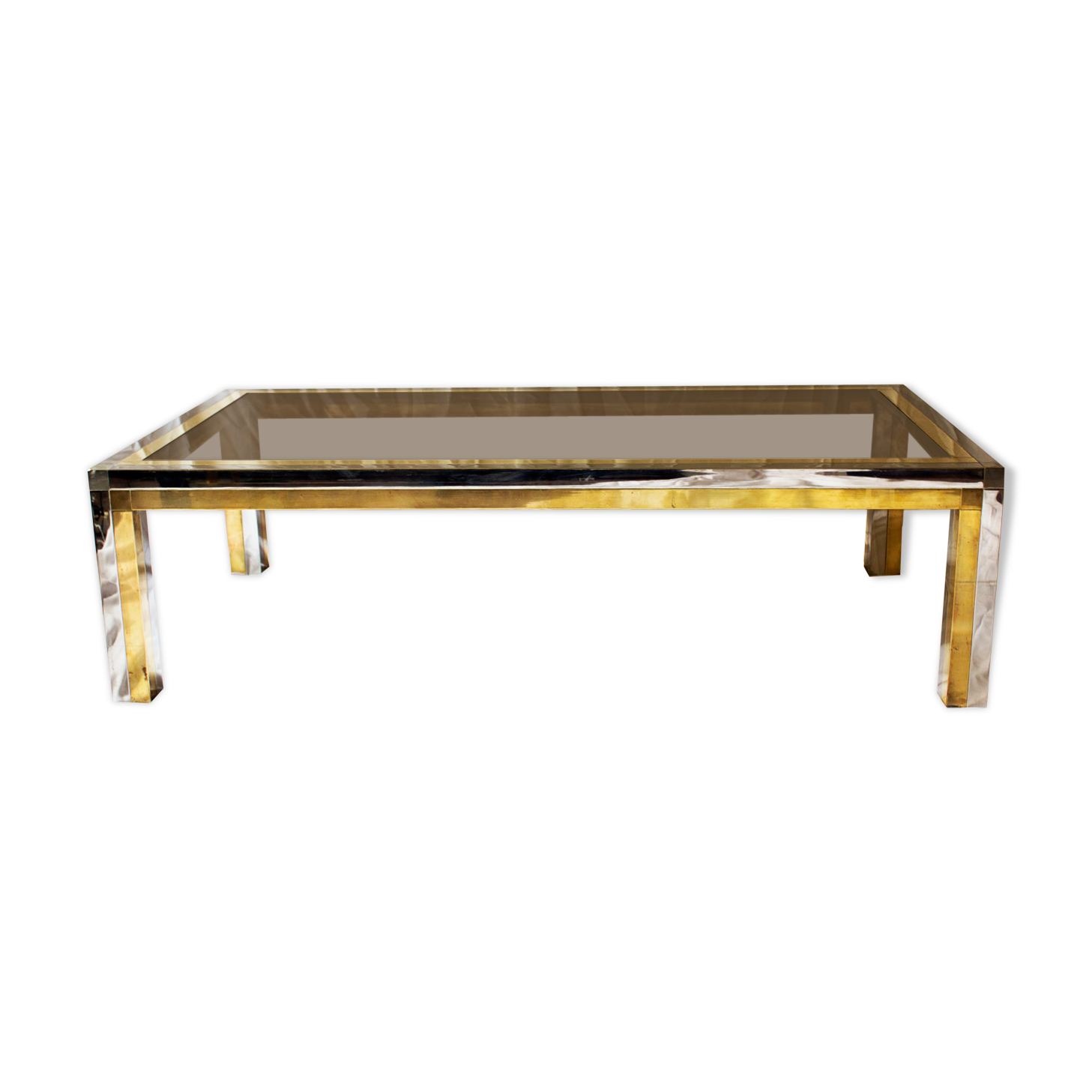 Italian coffee table in chrome and brass Romeo Rega