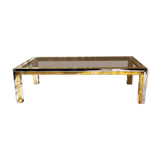 Table basse italienne en chrome et laiton Romeo Rega, 1970s