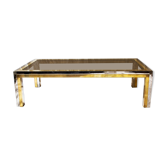 Table basse italienne en chrome et laiton Romeo Rega, 1970s