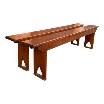 2 bancs en bois massif - bancs de ferme