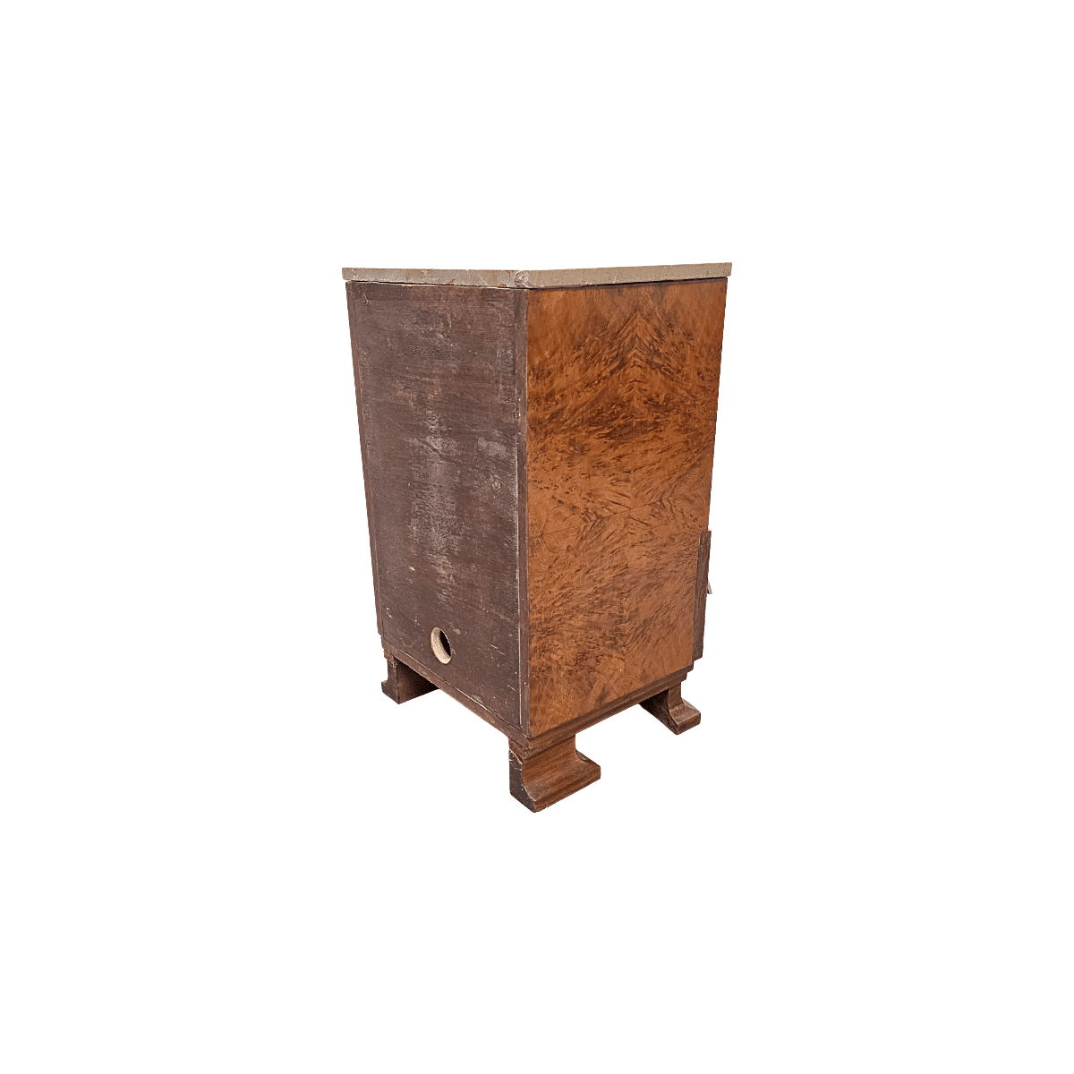 French Art Deco Burr Walnut Bedside Table, 1920/30s