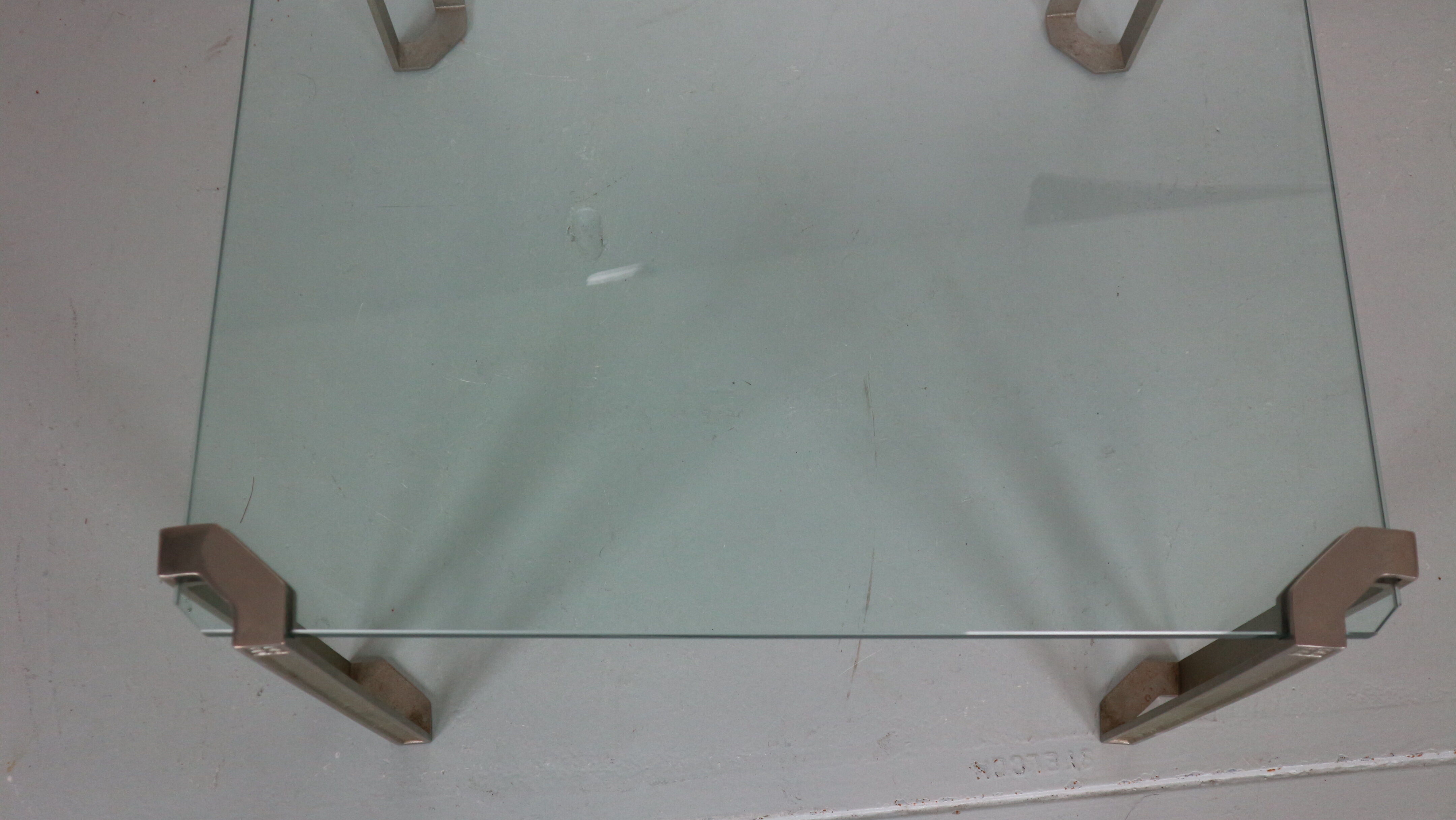 Peter Ghyczy for Ghyzcy Square Glass Coffee Table, 1970's Hollywood Regency