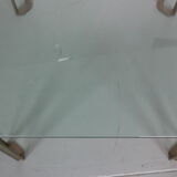 Peter Ghyczy for Ghyzcy Square Glass Coffee Table, 1970's Hollywood Regency