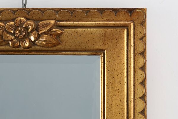Miroir rectangulaire en résine dorée Deknudt, Belgique 20e siècle