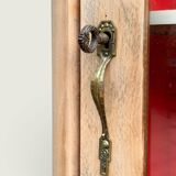 Vintage glass-fronted cabinet, raw wood, 1950s