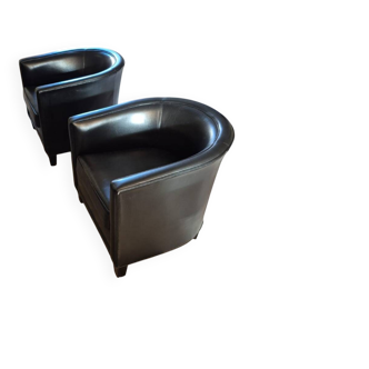 Lot de 2 fauteuils en cuir