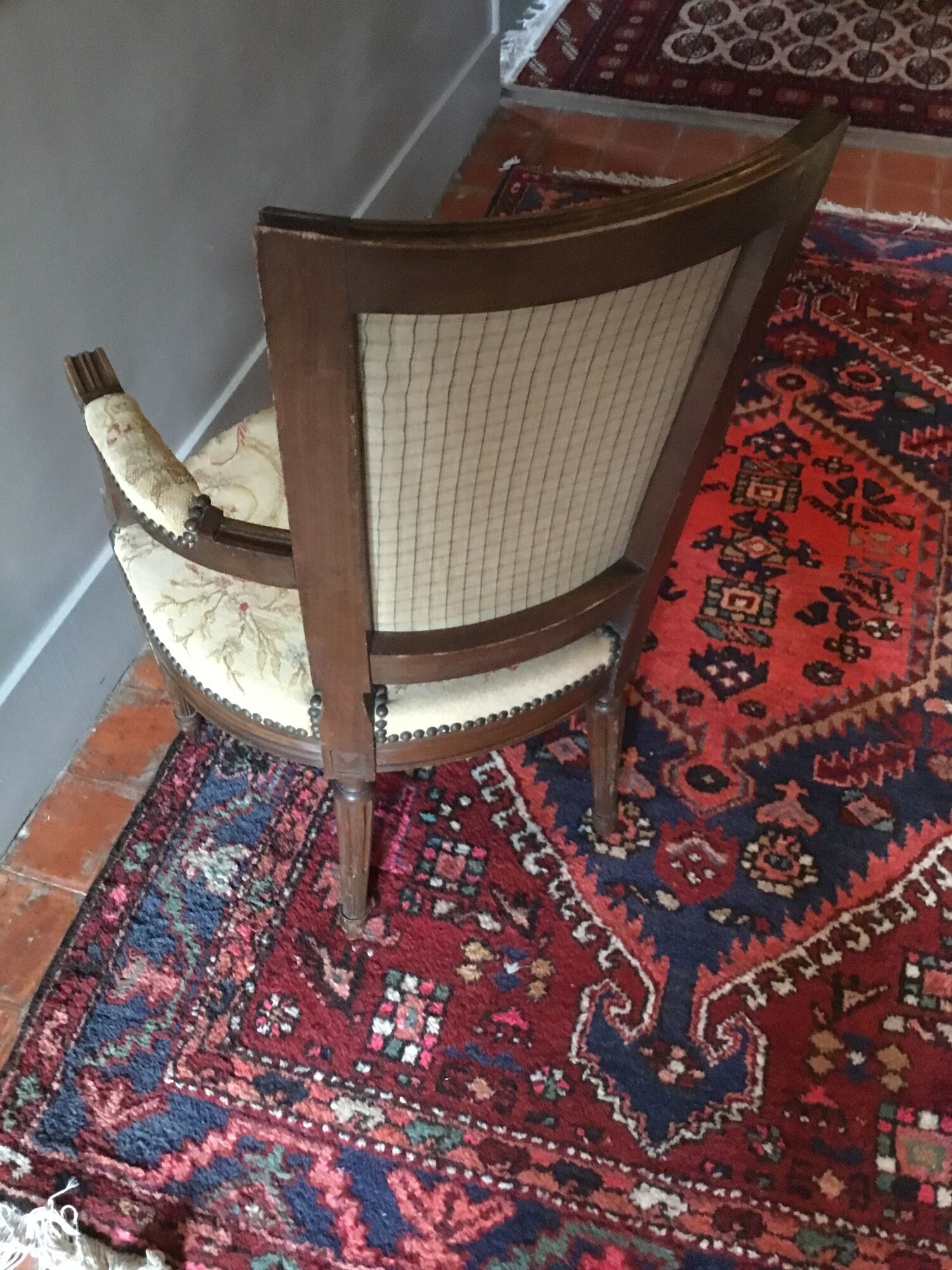 Pair of convertible armchairs Louis XVI, XIXth century style