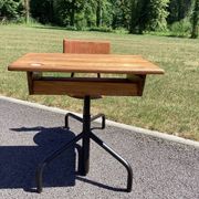 School desk - tubular metal and wood desk Prouvé style