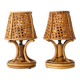 French Riviera Bamboo Rattan Table Lamps, Pair, Vienna Straw Shades, 1960s