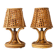 French Riviera Bamboo Rattan Table Lamps, Pair, Vienna Straw Shades, 1960s