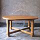 round coffee table in solid wood brutalist design bohemian decor