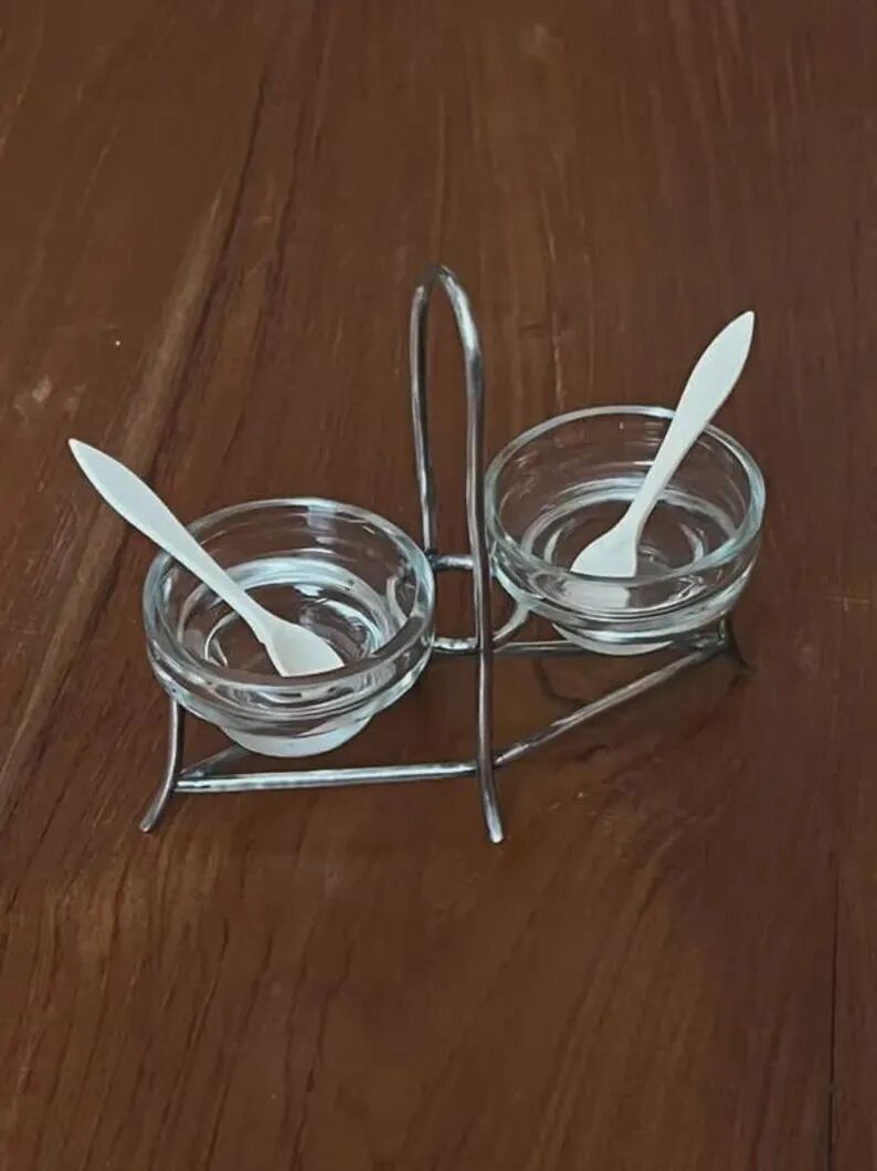 Antique condiment server – Salt / Pepper in silver-plated metal