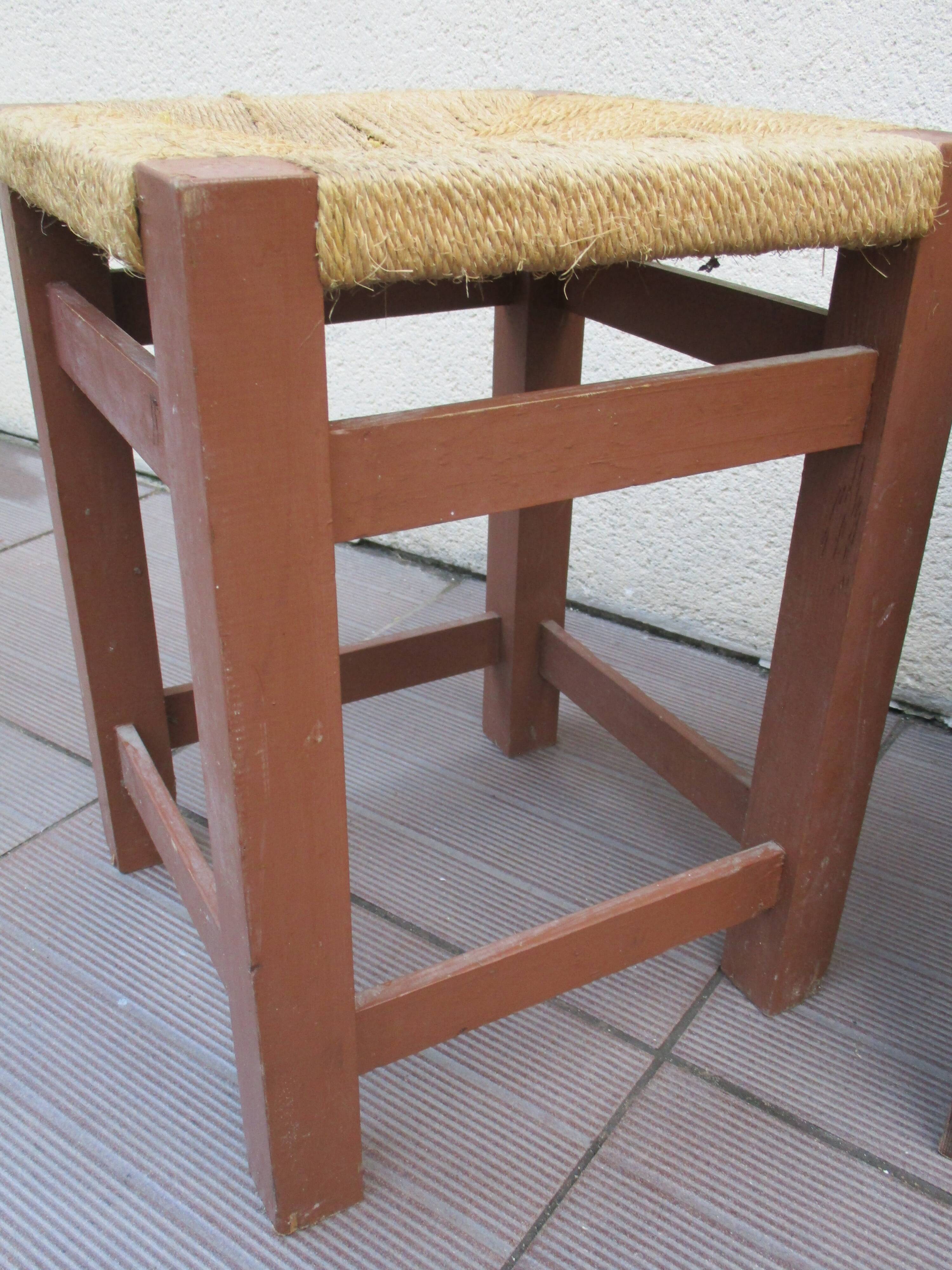 Lot de 4 tabouret corde vintage