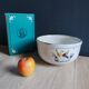 Saladier vintage faïence blanche oiseau exotique style Moustiers