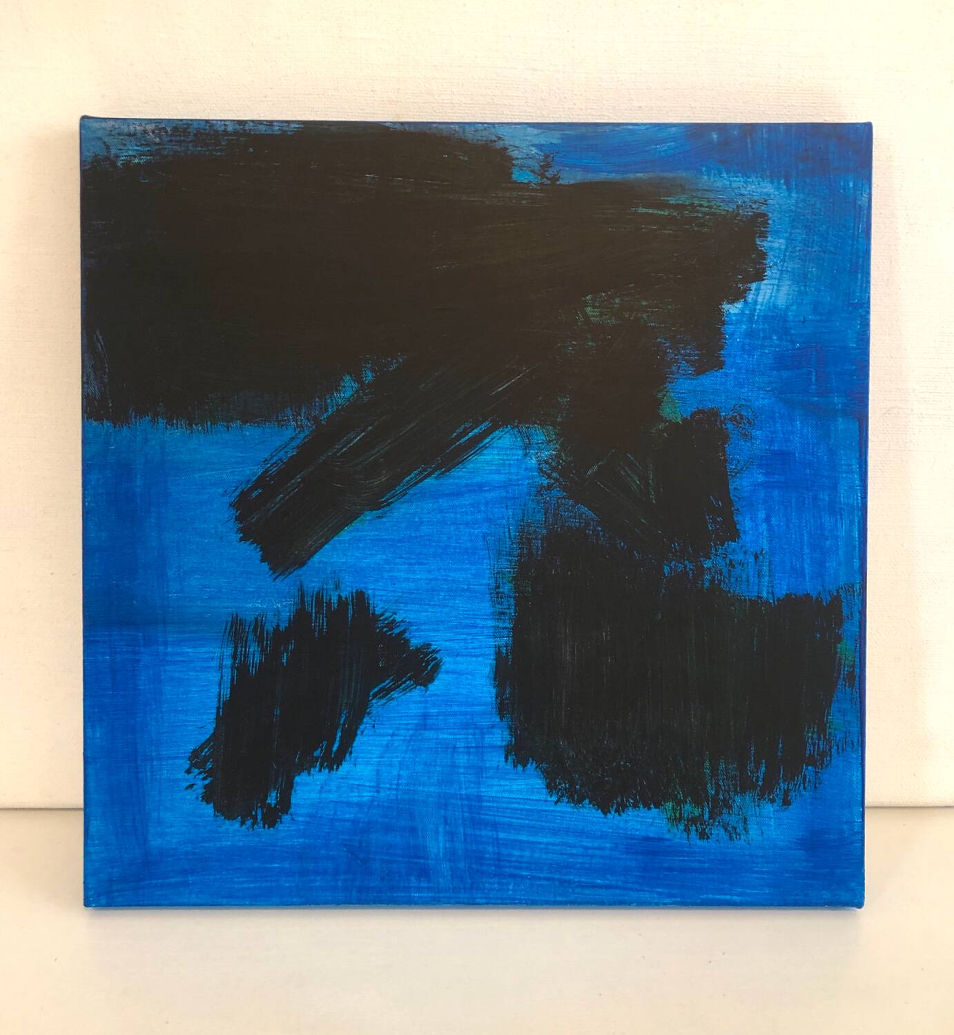 Abstract blue and black painting