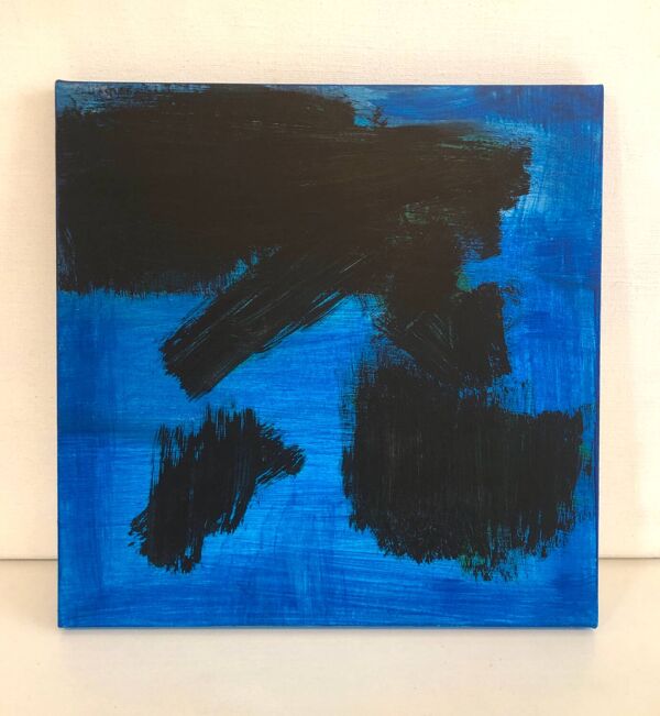 Tableau bleu noir abstrait