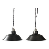 Pair of old industrial steel suspensions