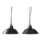 Pair of old industrial steel suspensions