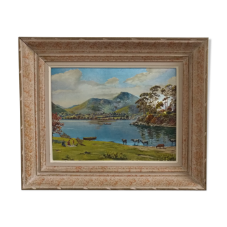 Painting by the lake metallic Painting by Henri de Nac