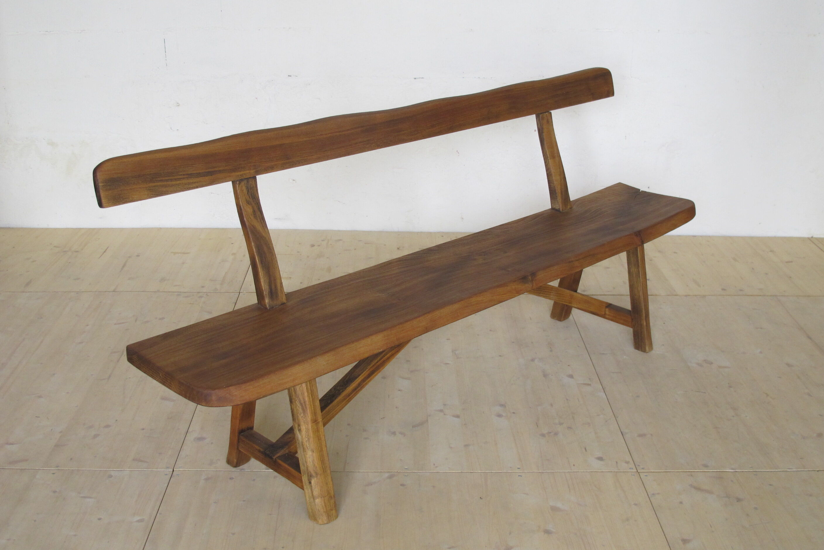 Oiled solid elm backrest bench