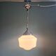 Art deco pendant lamp in white opaline, 1920s-30s
