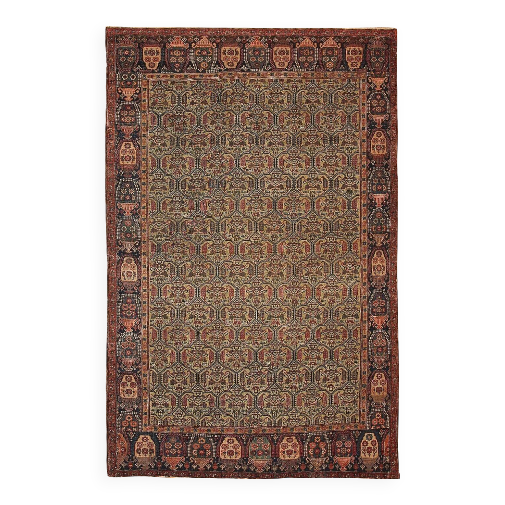 Handmade antique Persian Farahan rug 131cm x 195cm 1860s
