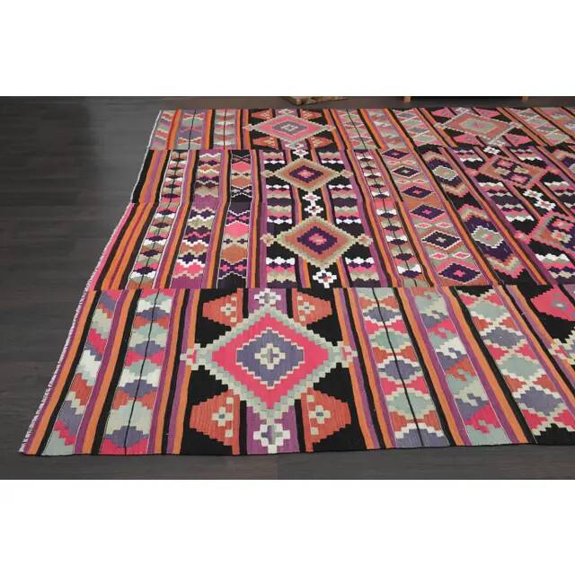 1970s Vintage Turkish Oushak Handmade Wool Cotton Pink Runner Rug 310x407