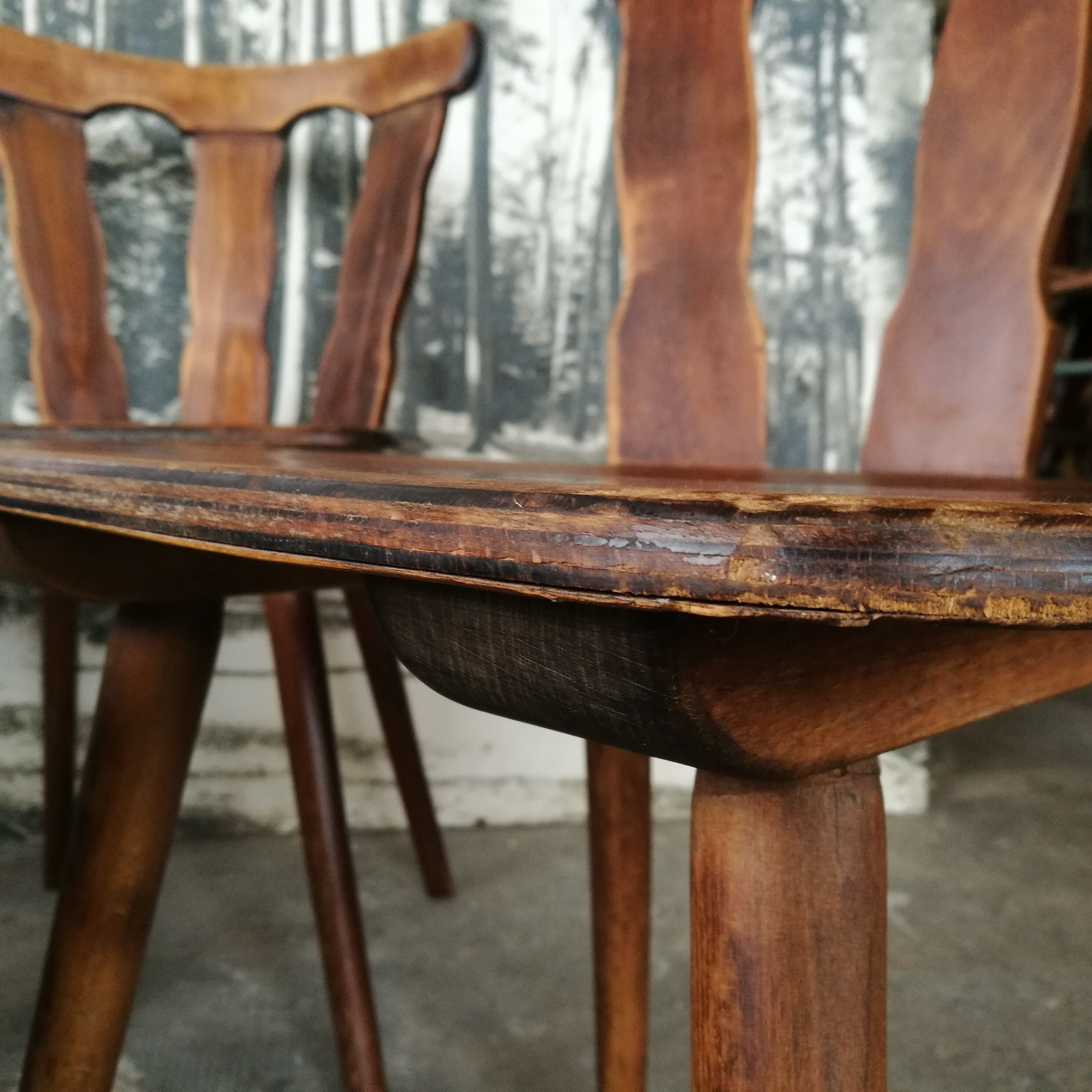 Set of 8 wooden bistro chairs