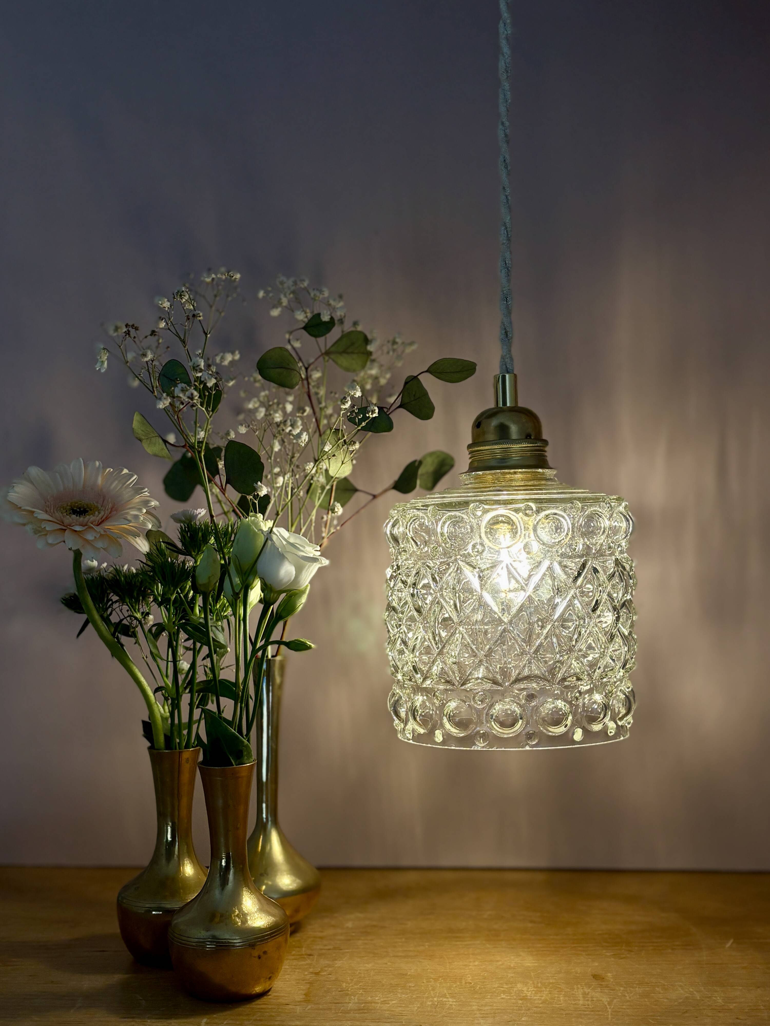 Suspension globe vintage en verre (GEO1)