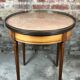 Louis XVI-style kettle table in cherry veneer with salmon marble top