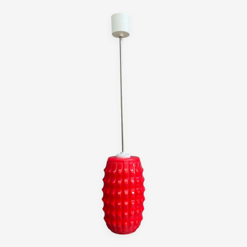 1960s red glass pendant lamp Brutalist style