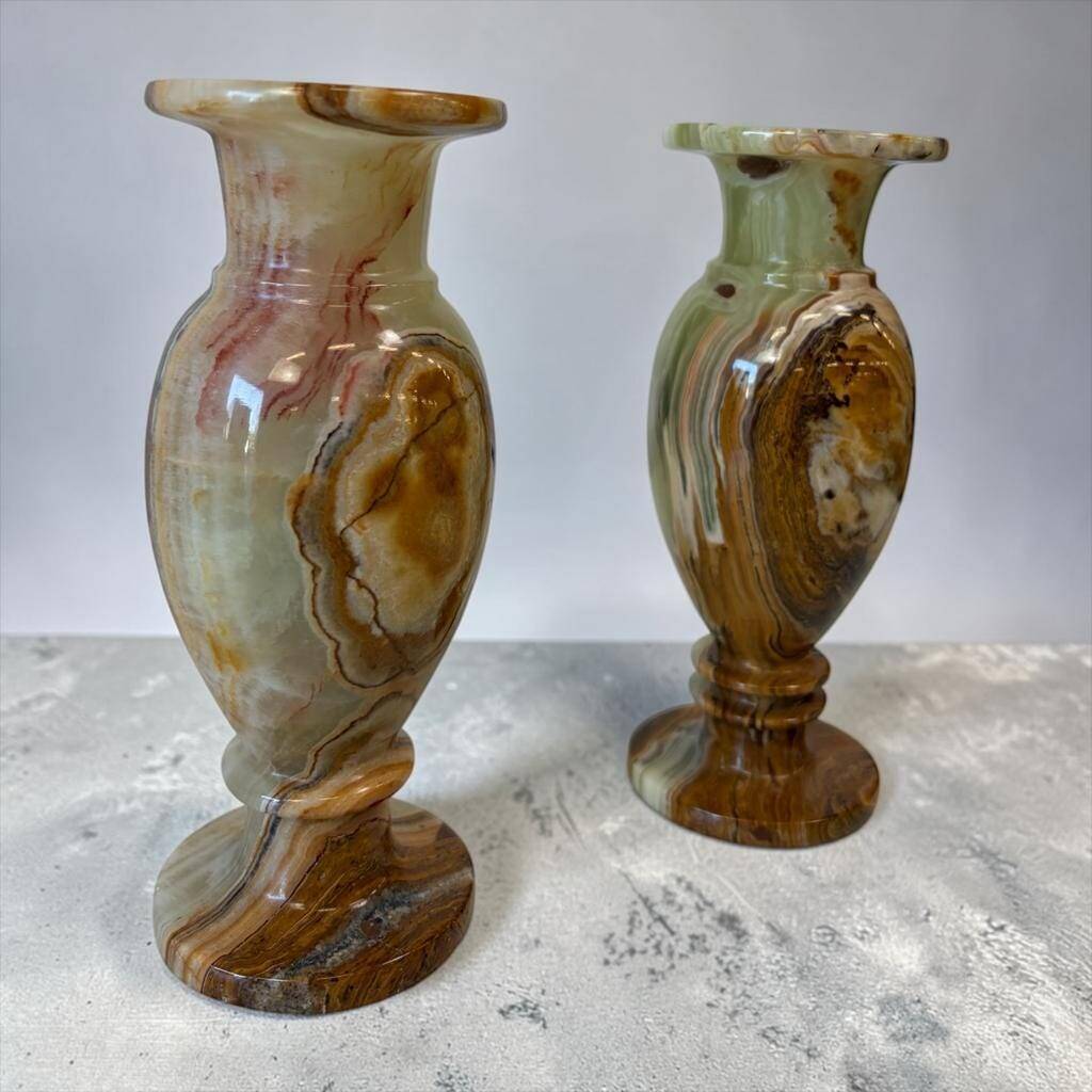 Set of 2 vintage onyx vases / decorative vase