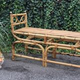 Rattan and brass bench