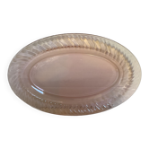 Oval pink glass plate model Rosaline Arcoroc