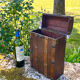 Coffre en bois pour deux bouteilles de vin avec compartiment secret