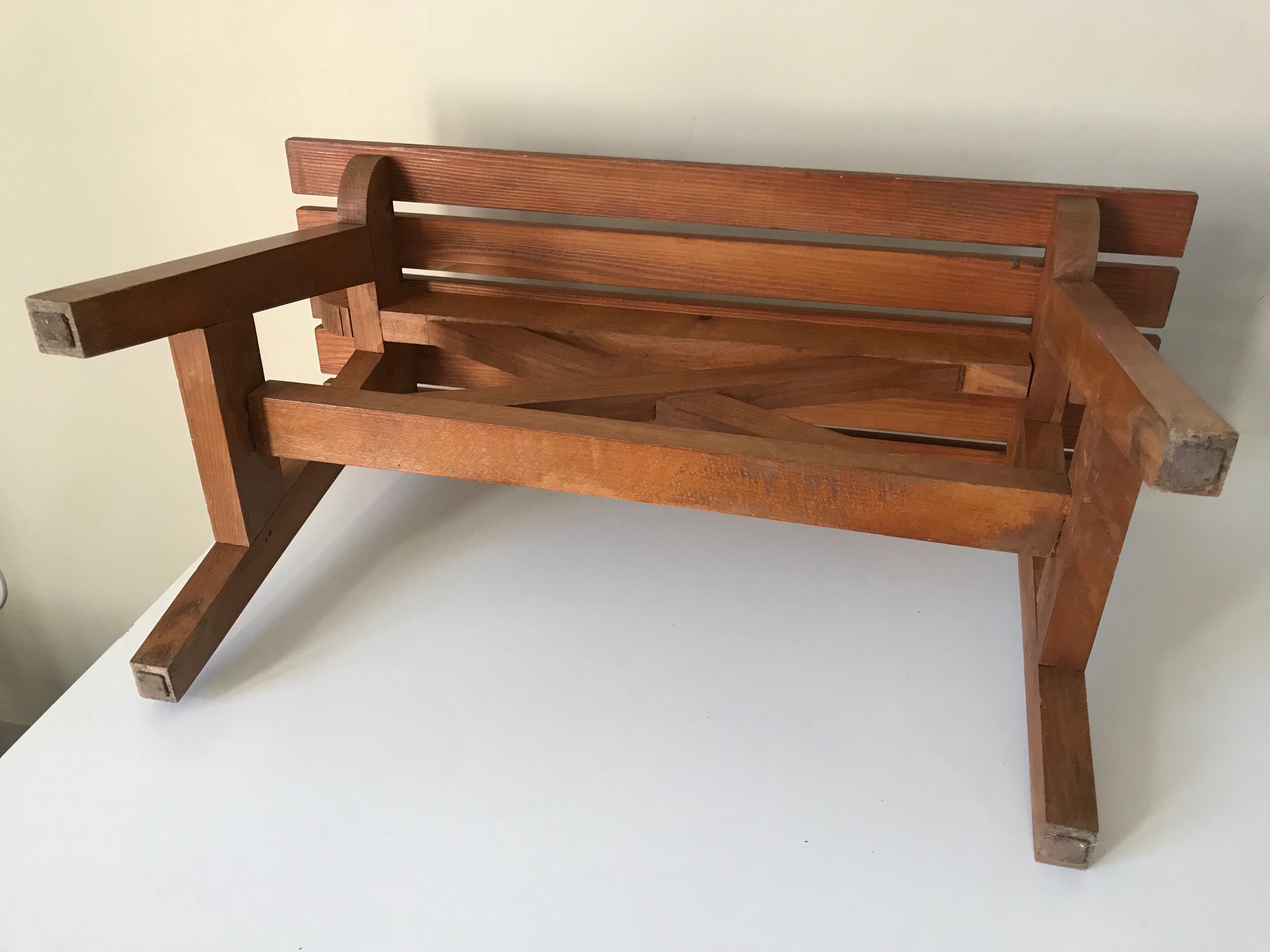 Bench vintage oak Annees 60